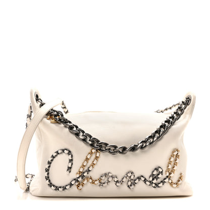 Chanel Calfskin Chain 20s Signature Hobo White 1 of 10