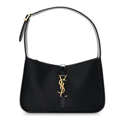 Saint Laurent Silk Satin Calfskin Le 5 A 7 Hobo Black 1 of 9