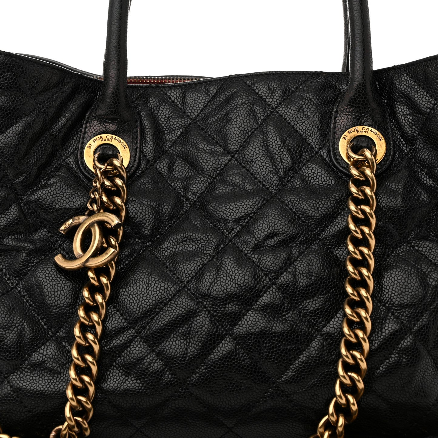 Glazed Caviar Quilted Small Shiva Tote Black