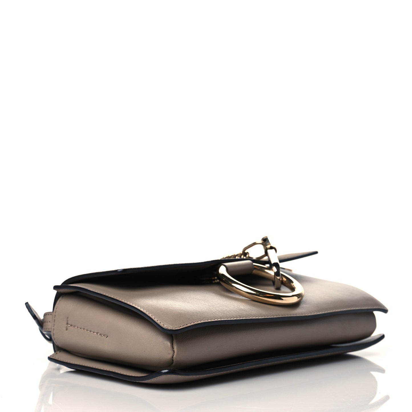 Suede Calfskin Small Faye Shoulder Bag Motty Grey