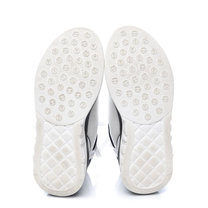 Chanel Suede Calfskin Stretch Fabric CC Sneakers 37.5 White 6 of 9