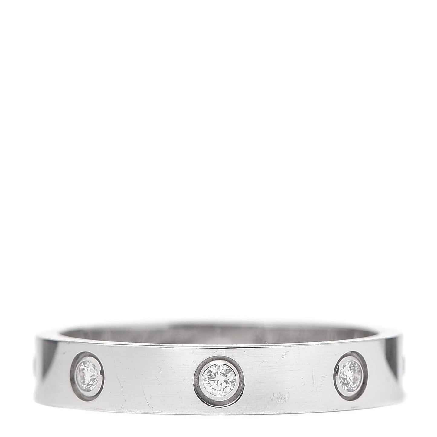 18K White Gold 8 Diamond 4mm Wedding Band LOVE Ring 59 8.75