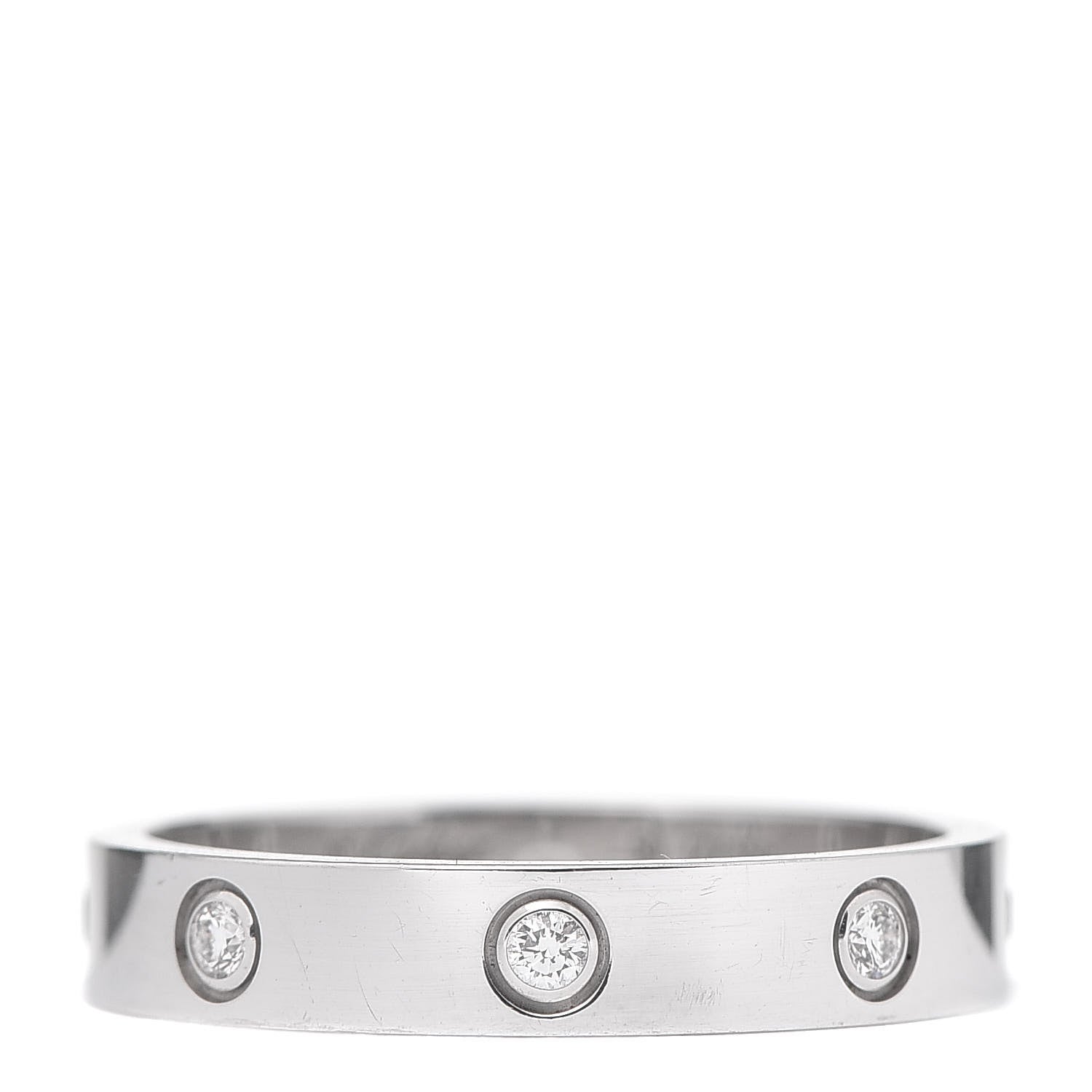 Cartier 18K White Gold 8 Diamond 4mm Wedding Band LOVE Ring 59 8.75 3 of 6