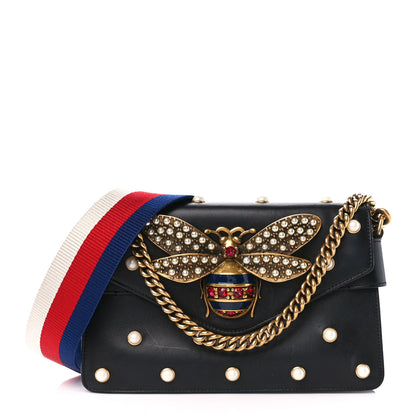 Gucci Nappa Pearl Studded Mini Queen Margaret Broadway Shoulder Bag Black 1 of 11