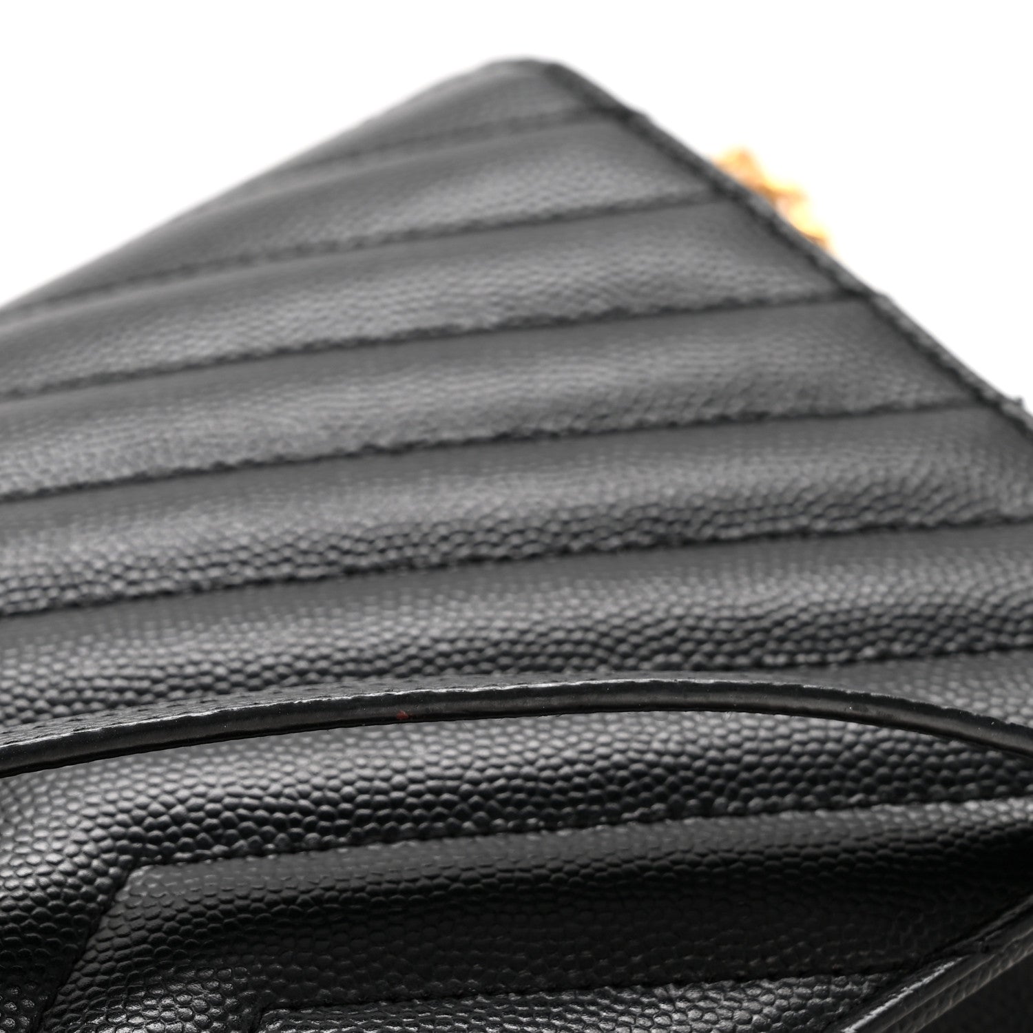 Saint Laurent Grain De Poudre Matelasse Chevron Monogram Envelope Chain Wallet Black 12 of 13