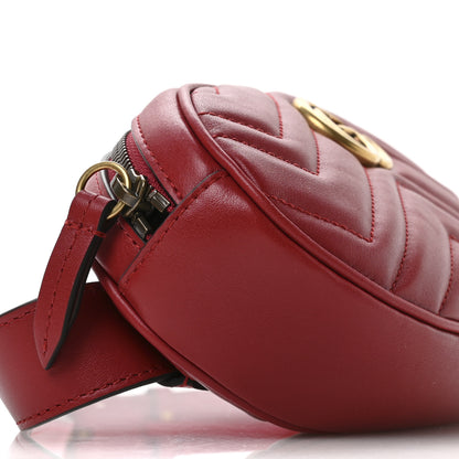 Gucci Calfskin Matelasse GG Marmont Belt Bag 85 34 Hibiscus Red 9 of 12