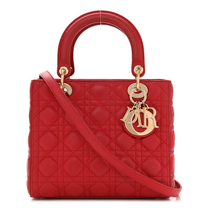 Christian Dior Lambskin Cannage Medium Lady Dior Red 1 of 10