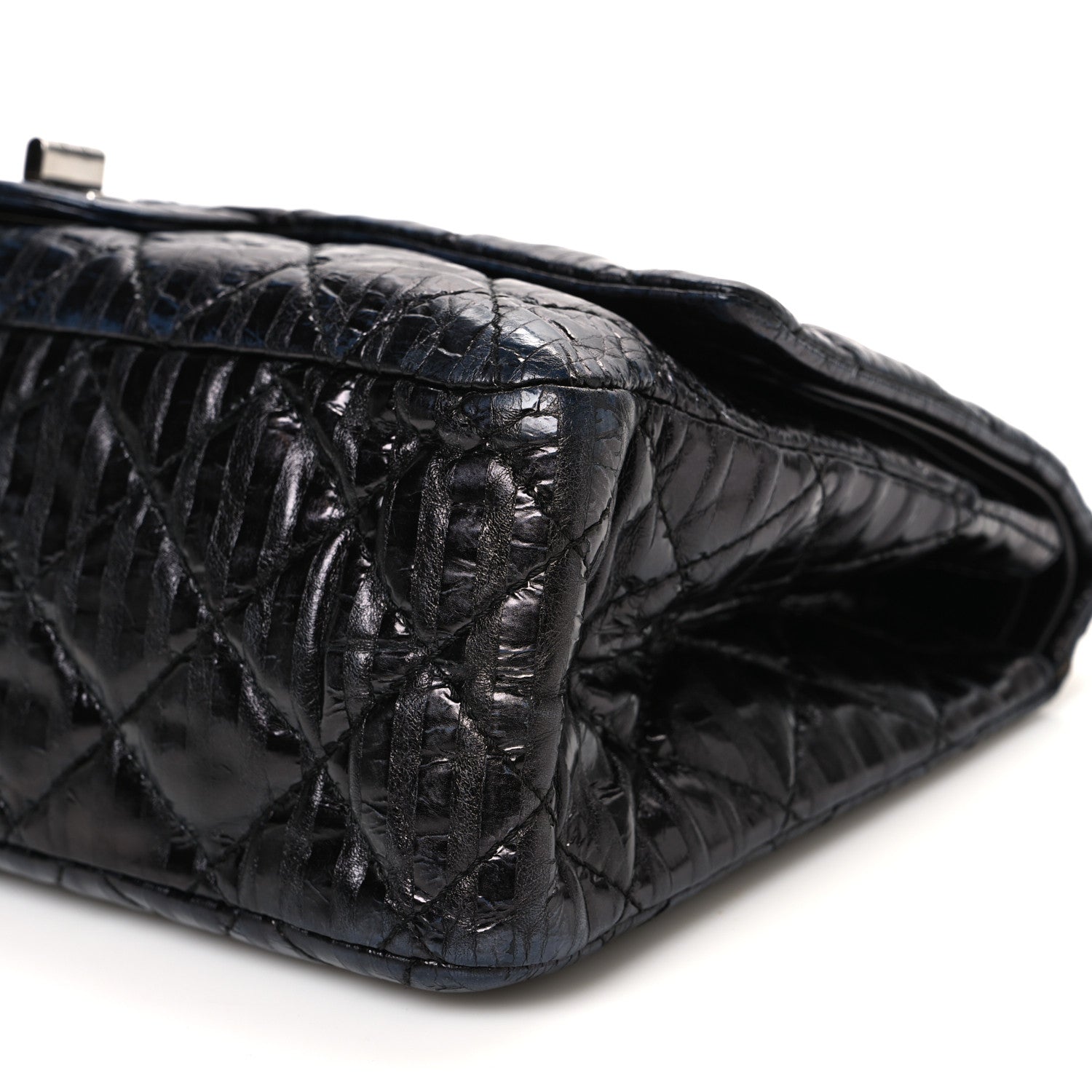 Chanel Metallic Calfskin Striped 2.55 Reissue 227 Flap Black