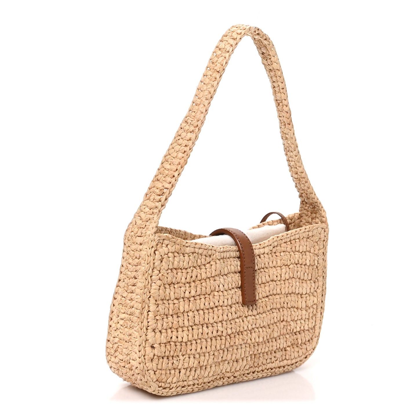 Raffia Calfskin Le 5 A 7 Mini Hobo Natural Brick