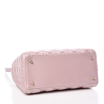 Christian Dior Pearly Lambskin Cannage Medium Lady Dior Lotus 4 of 10