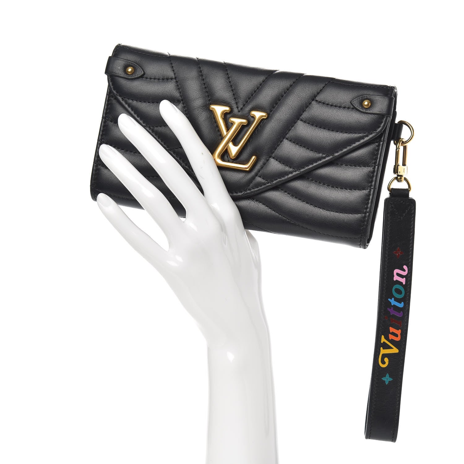 Louis Vuitton Calfskin New Wave Long Wallet Black 2 of 13