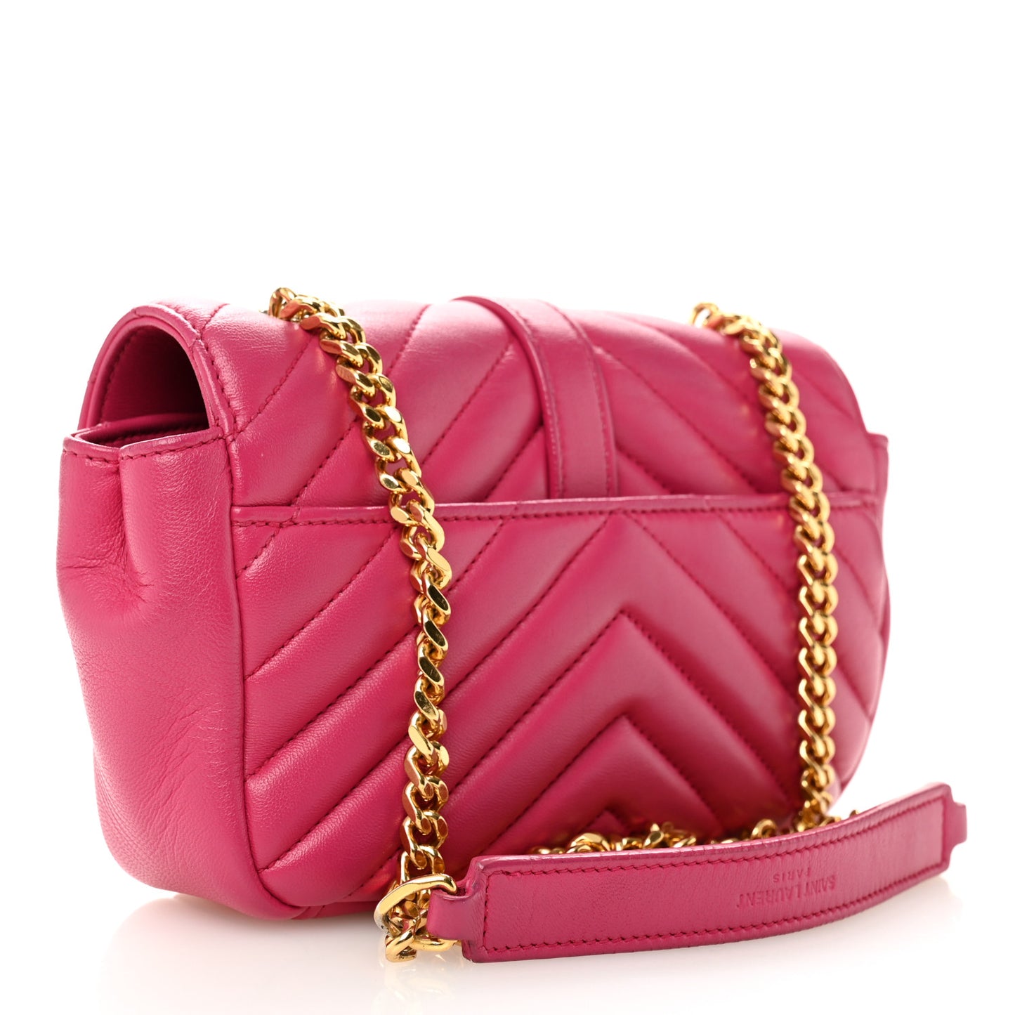 Calfskin Matelasse Chevron Classic Monogram Baby Chain Bag Fuchsia
