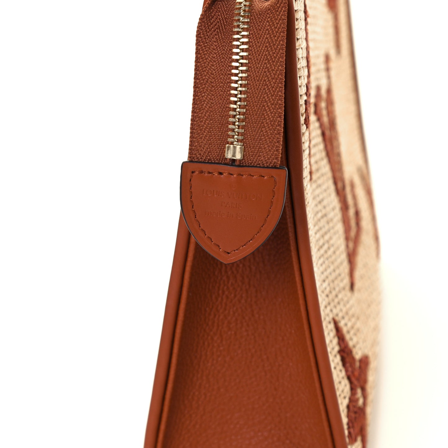 Raffia Monogram Giant Toiletry Pouch 26 Tan