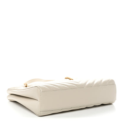 Saint Laurent Grain de Poudre Matelasse Chevron Medium Tribeca Shopping Bag Crema Soft 4 of 10