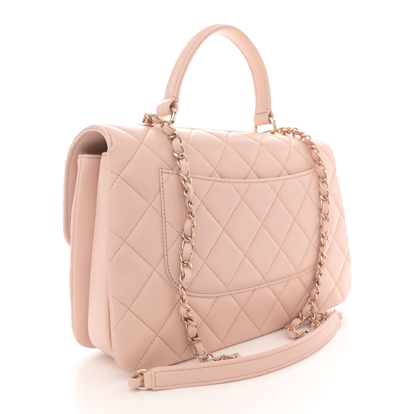 Lambskin Quilted Medium Trendy CC Flap Dual Handle Bag Light Beige
