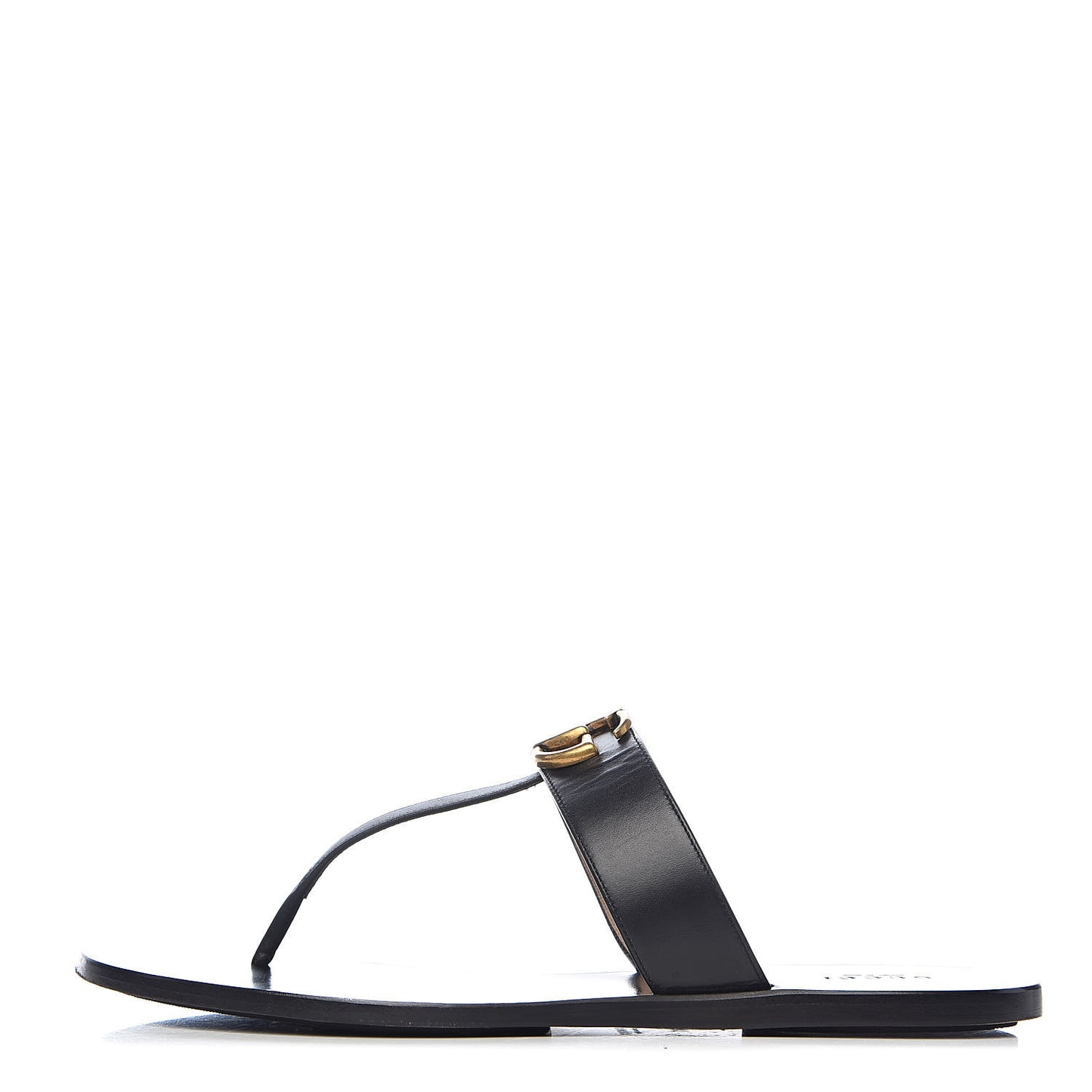Calfskin GG Marmont Thong Sandals 41 Black