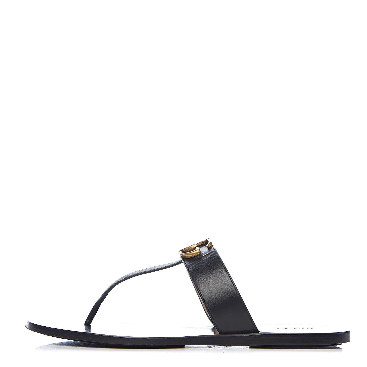 Gucci Calfskin GG Marmont Thong Sandals 41 Black 1 of 14