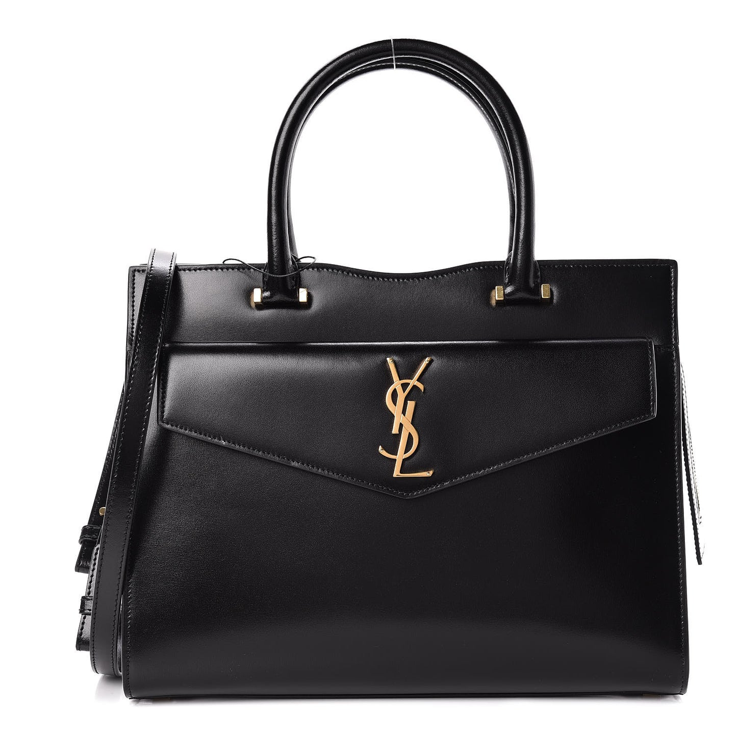 Shiny Calfskin Medium Uptown Tote Black