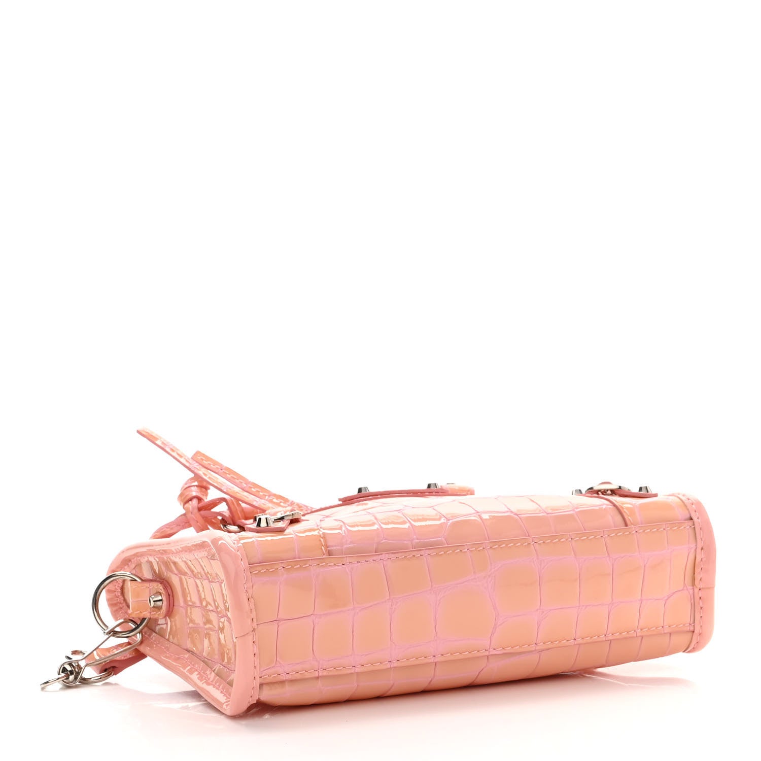 Balenciaga Patent Crocodile Embossed Classic Silver Hardware Nano City Light Pink 4 of 9