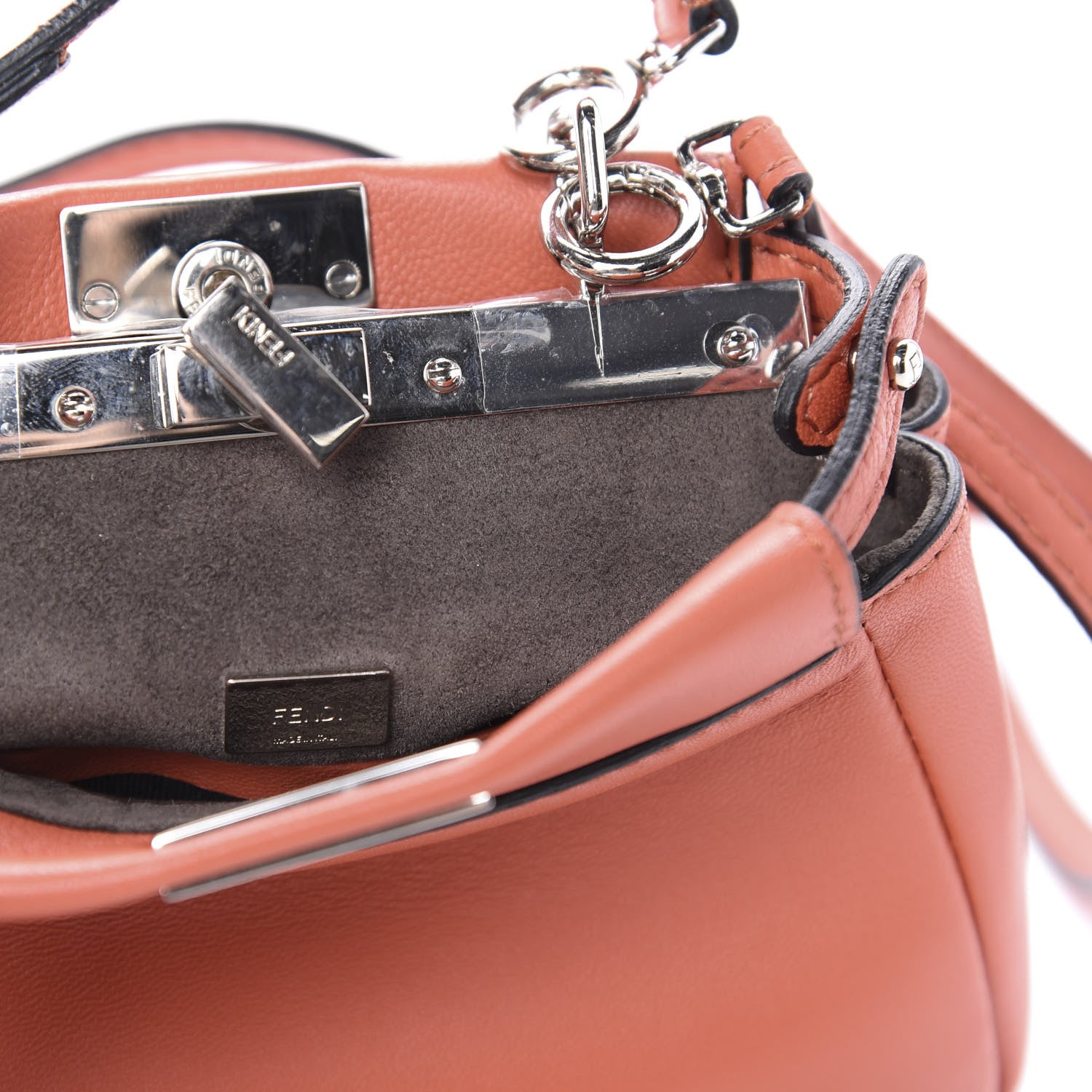 Fendi Shiny Nappa Micro Peekaboo Iconic Satchel Rosso Pimento 9 of 11