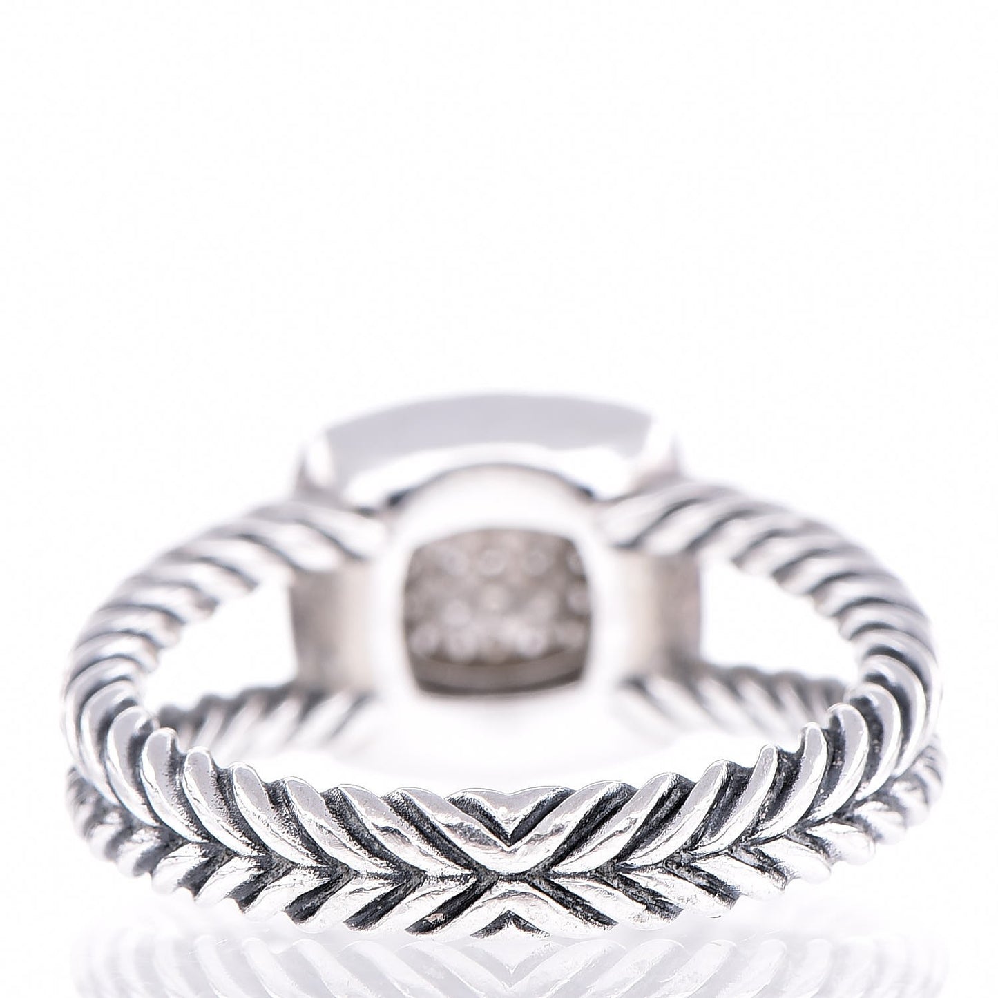 Sterling Silver Diamond 7mm Petite Albion Pave Ring 57 8