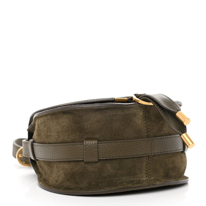 Chloe Suede Calfskin Small Marcie Saddle Bag Deep Olive 4 of 10