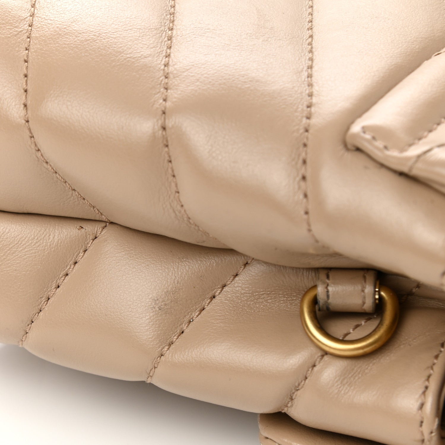 Saint Laurent Calfskin Y Quilted Monogram Toy Loulou Crossbody Bag Latte 4 of 11