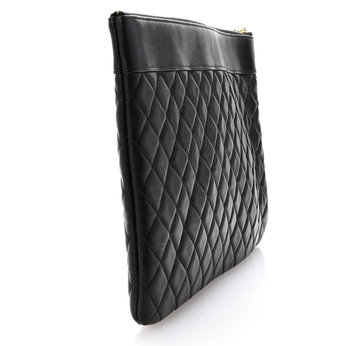 Sheepskin Quilted Large Vintage Mademoiselle Cosmetic Case Black