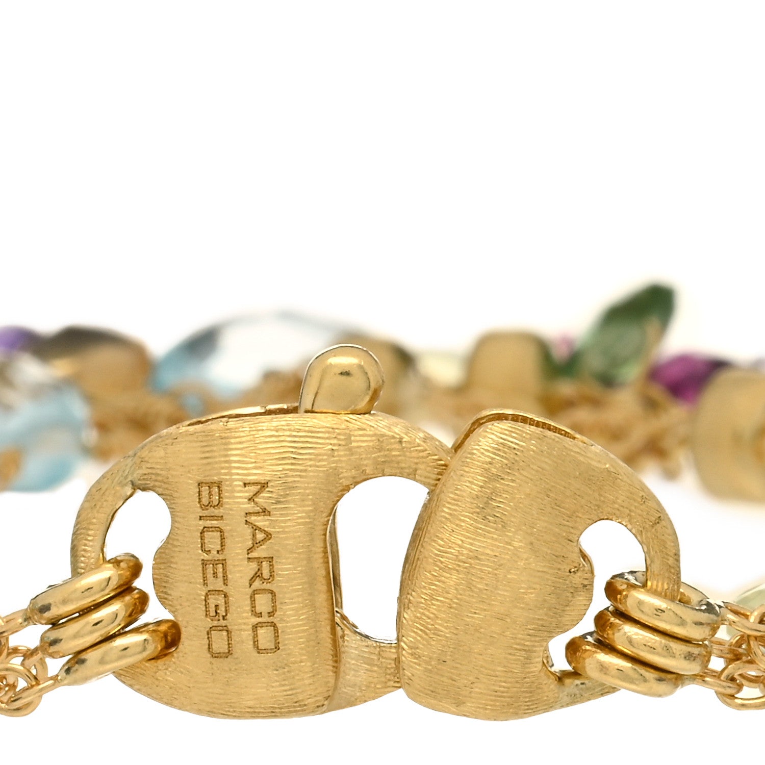 Marco Bicego 18K Yellow Gold Multi Gemstone Paradise Triple Strand Bracelet 3 of 3