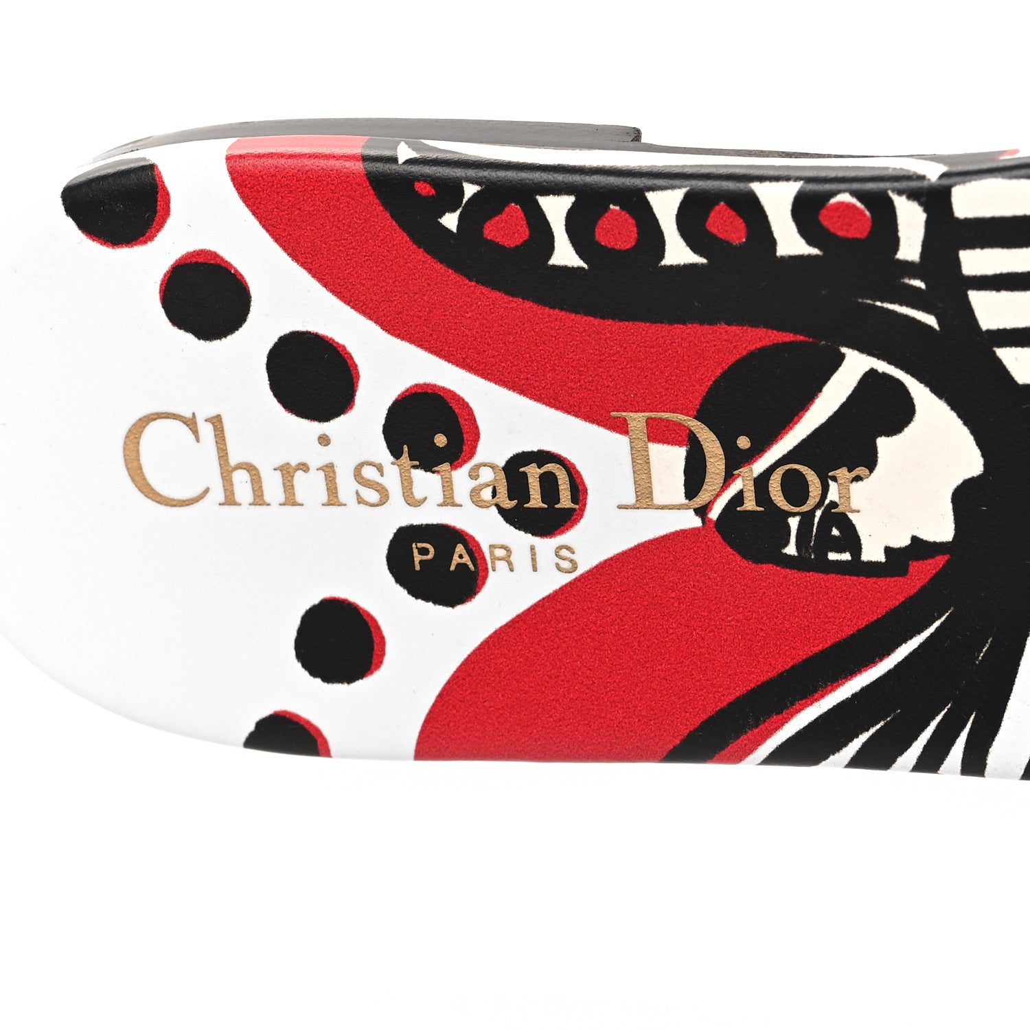 Christian Dior Canvas Cupidon Embroidered Dway Flat Slide Sandals 36.5 Black Red 8 of 9