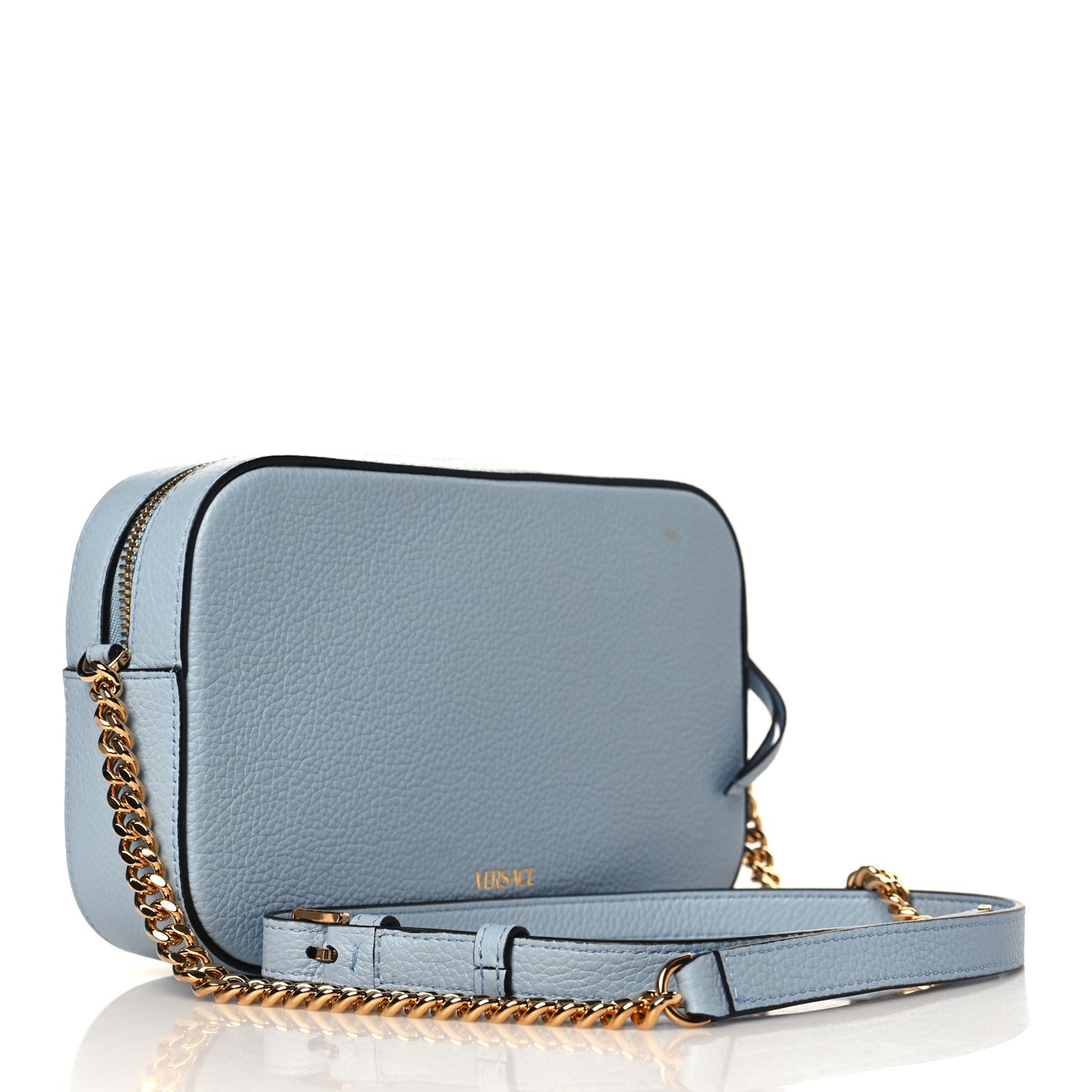 Grainy Calfskin Virtus Small Camera Bag Blue