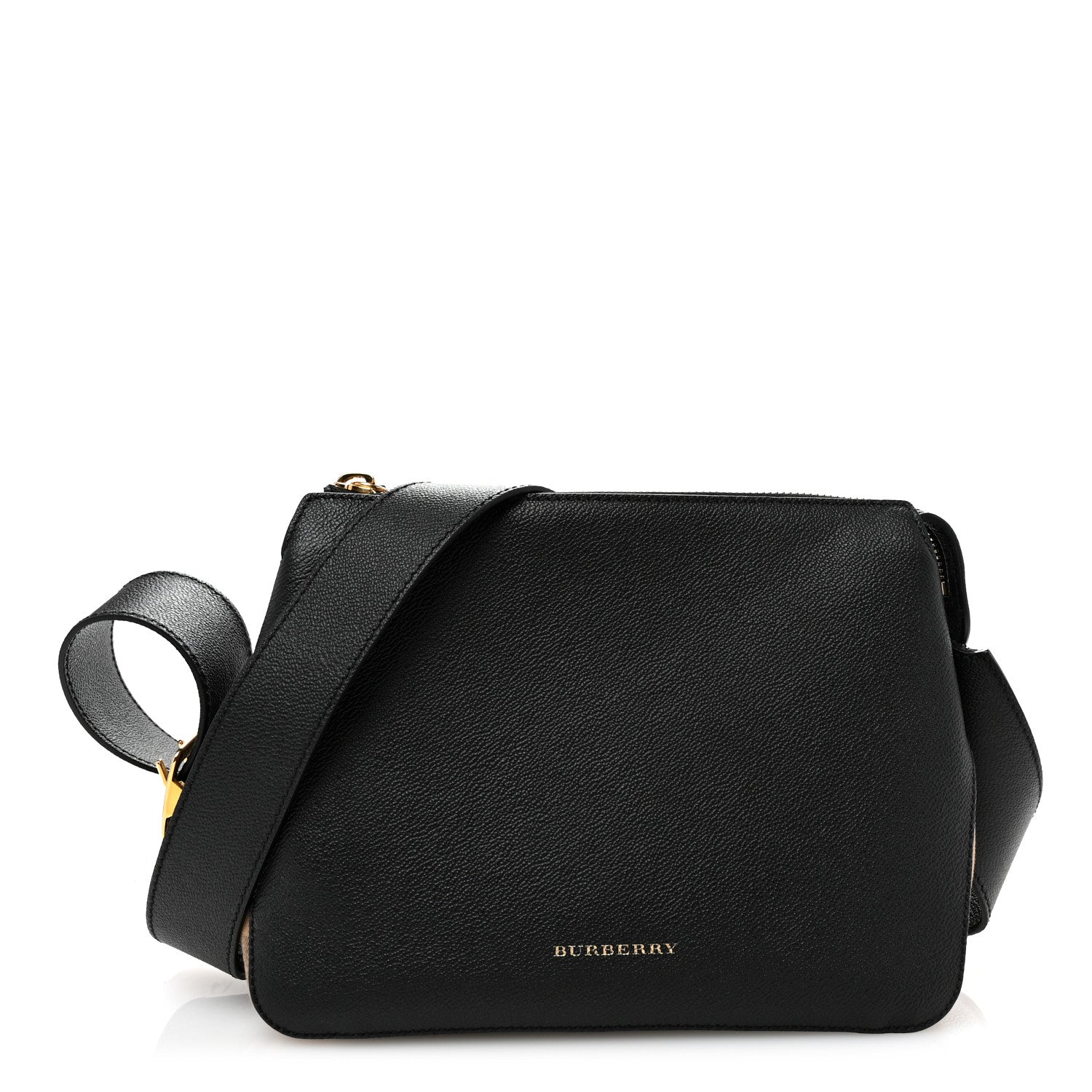 Burberry Soft Grain Calfskin House Check Small Helmsley Crossbody Black 1 of 10