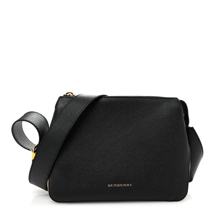 Burberry Soft Grain Calfskin House Check Small Helmsley Crossbody Black 1 of 10