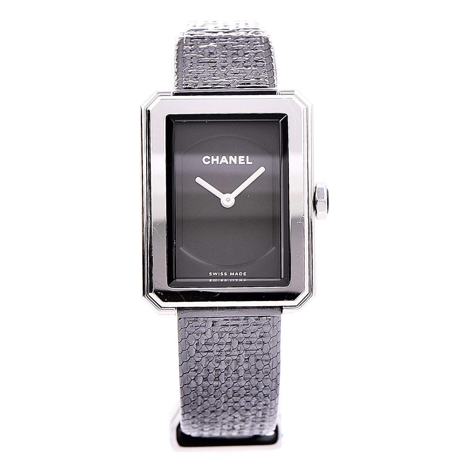 Chanel Stainless Steel Calfskin 21mm Boy-Friend Tweed Quartz Watch Black 1 of 7
