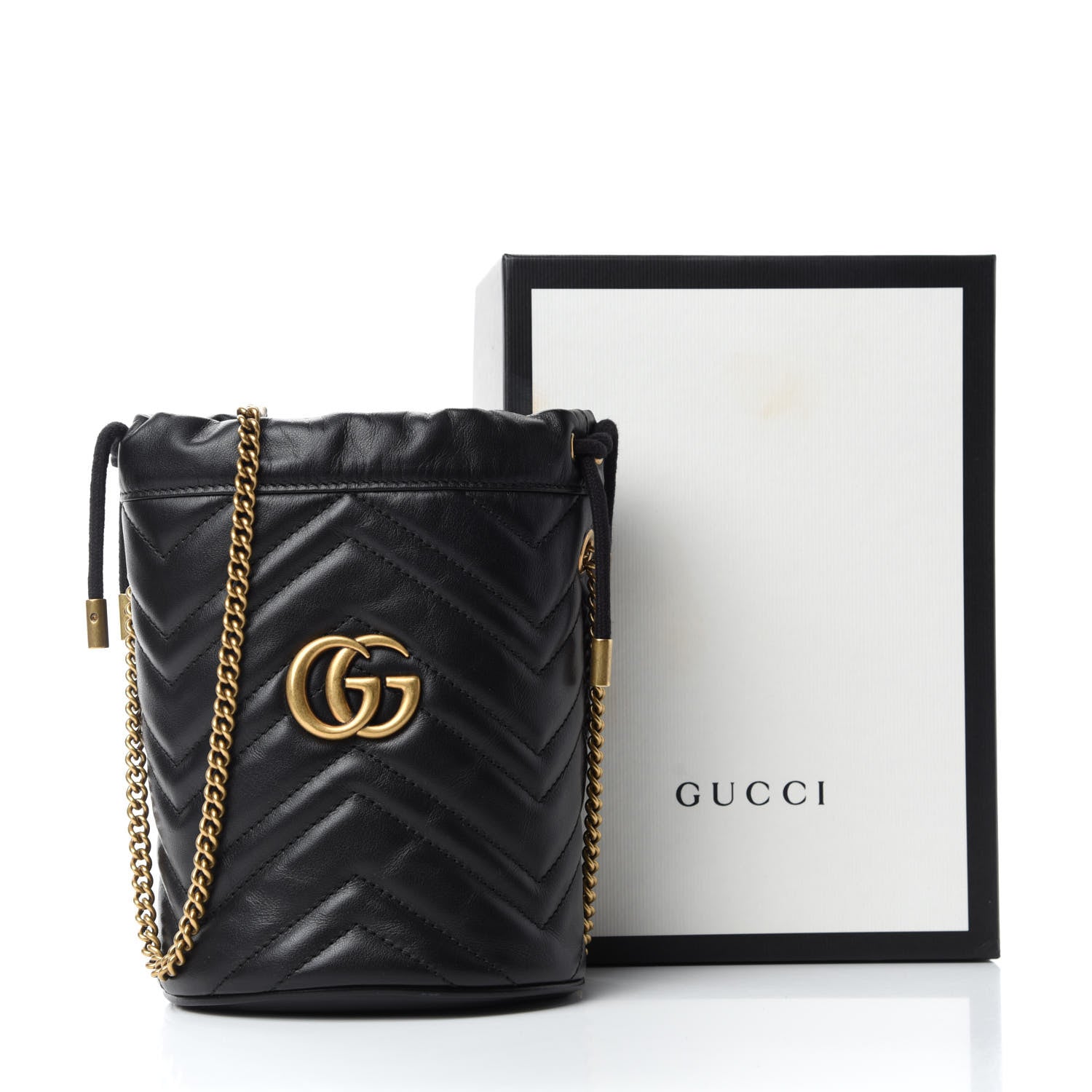Gucci Calfskin Matelasse Mini GG Marmont 2.0 Bucket Bag Black 11 of 11