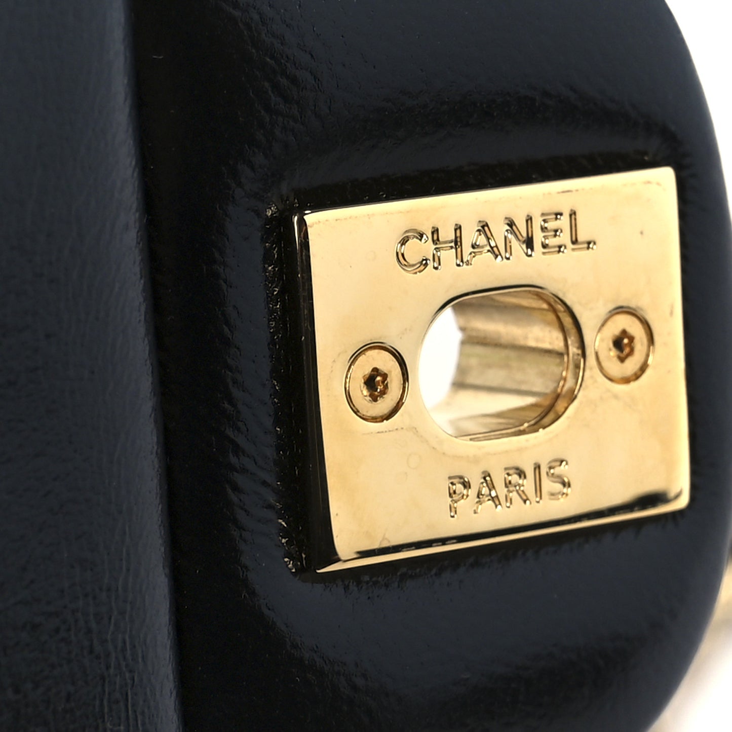 Shiny Lambskin Quilted Golden Links Top Handle Flap Black