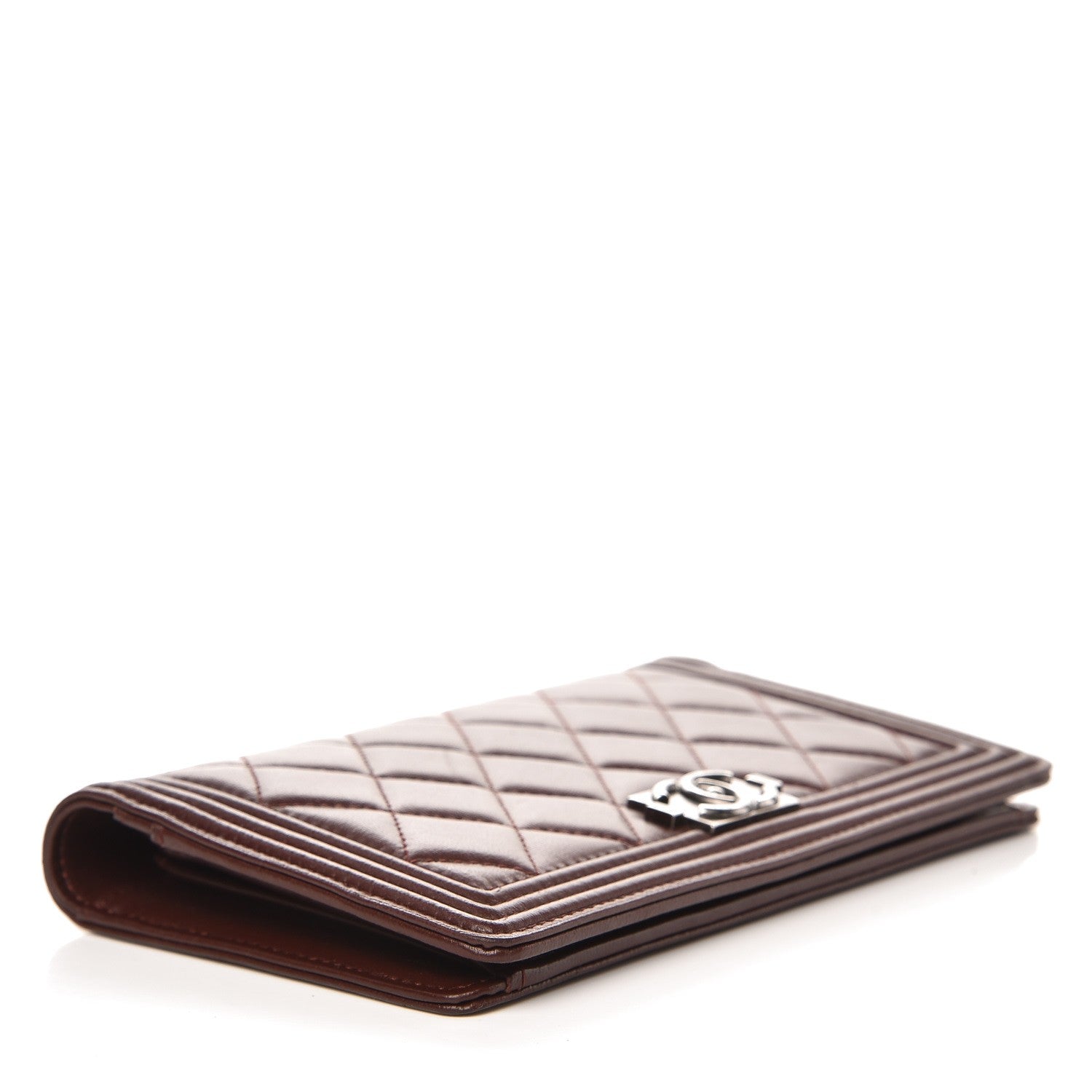 Chanel Quilted Boy Yen Wallet Dark Red 4 of 8