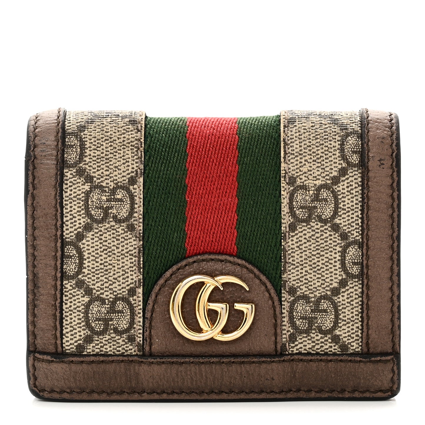 GG Supreme Monogram Web Ophidia Card Case Beige New Acero