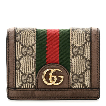 Gucci GG Supreme Monogram Web Ophidia Card Case Beige New Acero 1 of 9