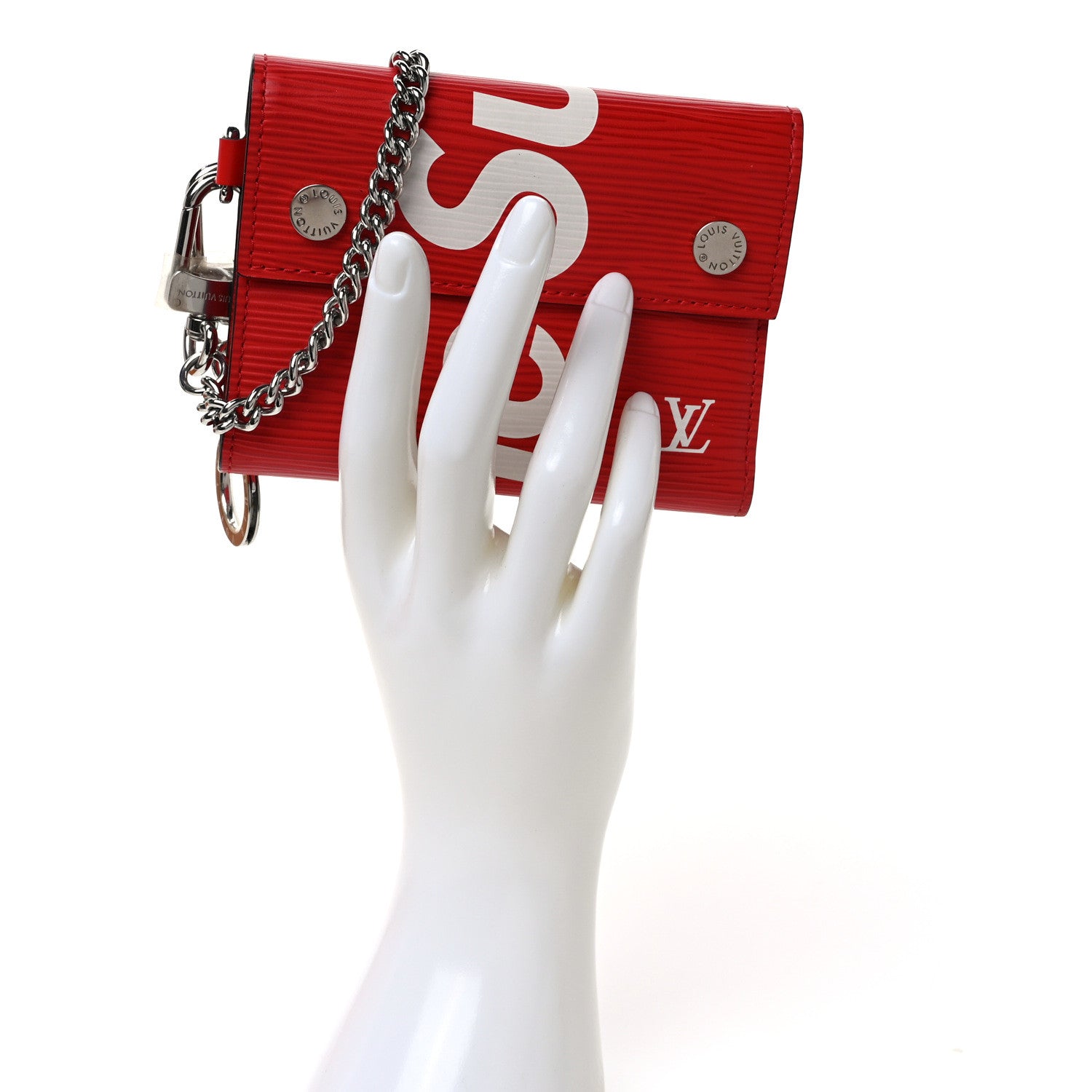 Louis Vuitton X SUPREME Epi Chain Wallet Red 2 of 7