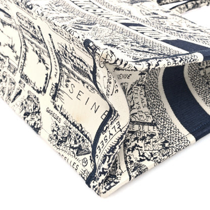 Christian Dior Canvas Embroidered Medium Plan De Paris Book Tote White Blue 10 of 10