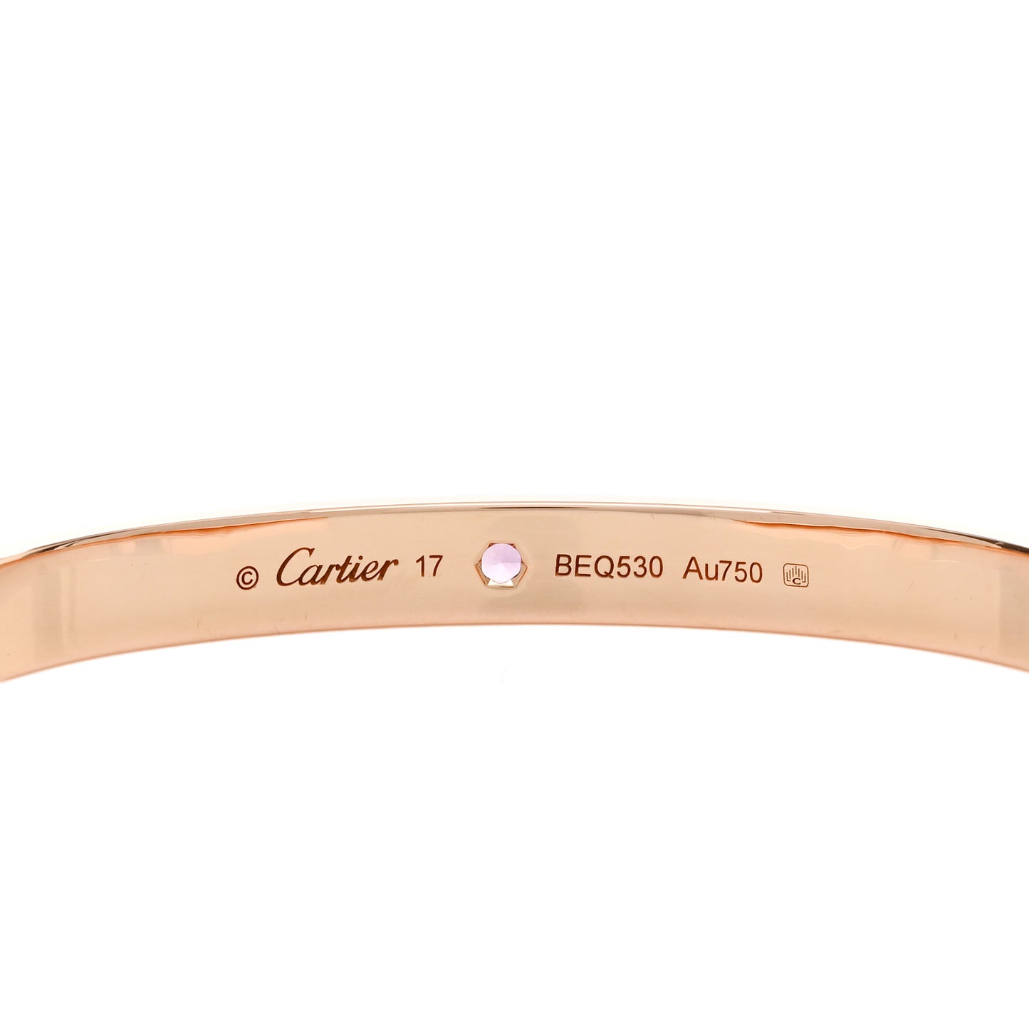 18K Pink Gold Pink Sapphire LOVE Cuff Bracelet 17
