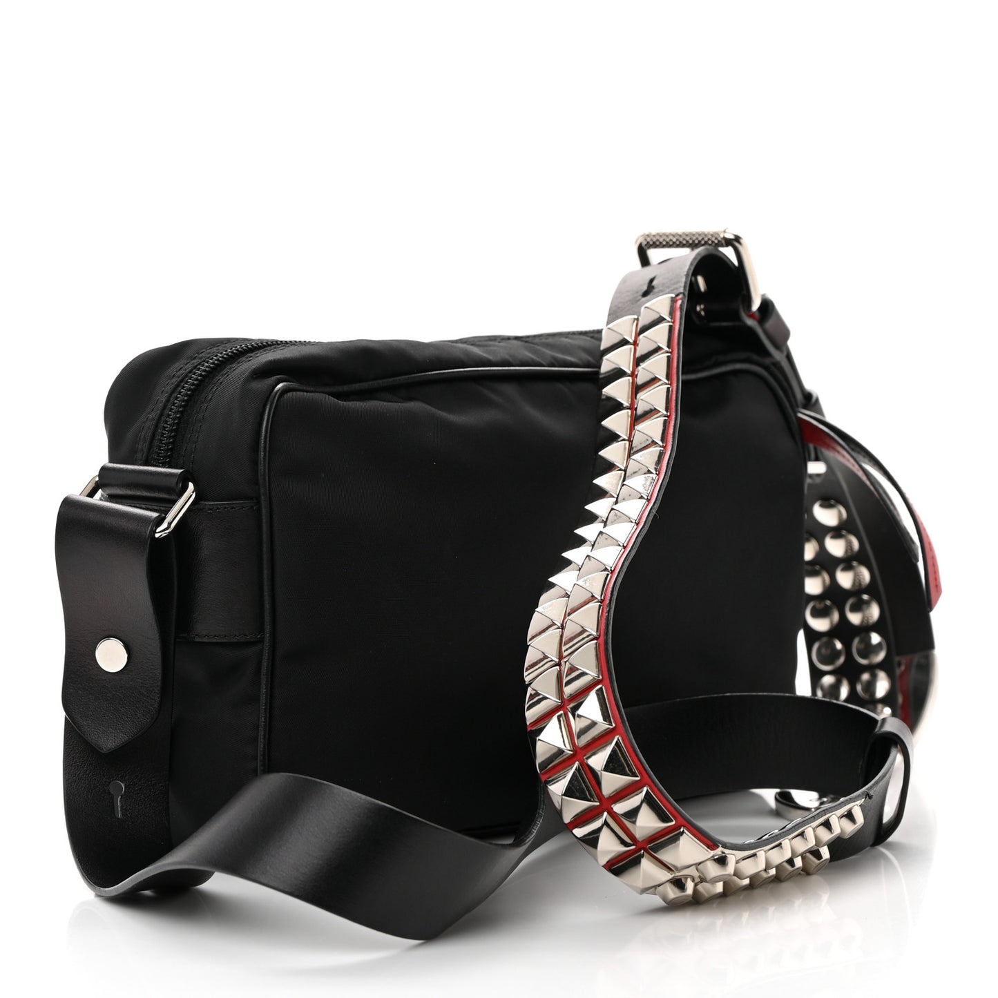 Tessuto Nylon Studded New Vela Shoulder Bag Black Fuoco