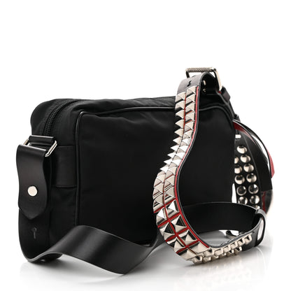 Prada Tessuto Nylon Studded New Vela Shoulder Bag Black Fuoco 3 of 14