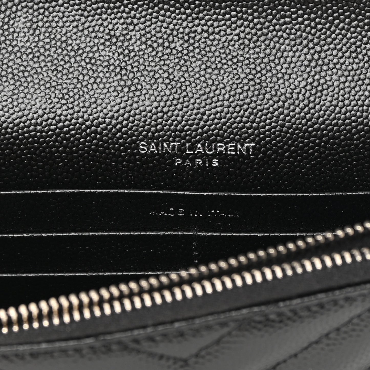 Grain De Poudre Matelasse Chevron Monogram Envelope Chain Wallet Black