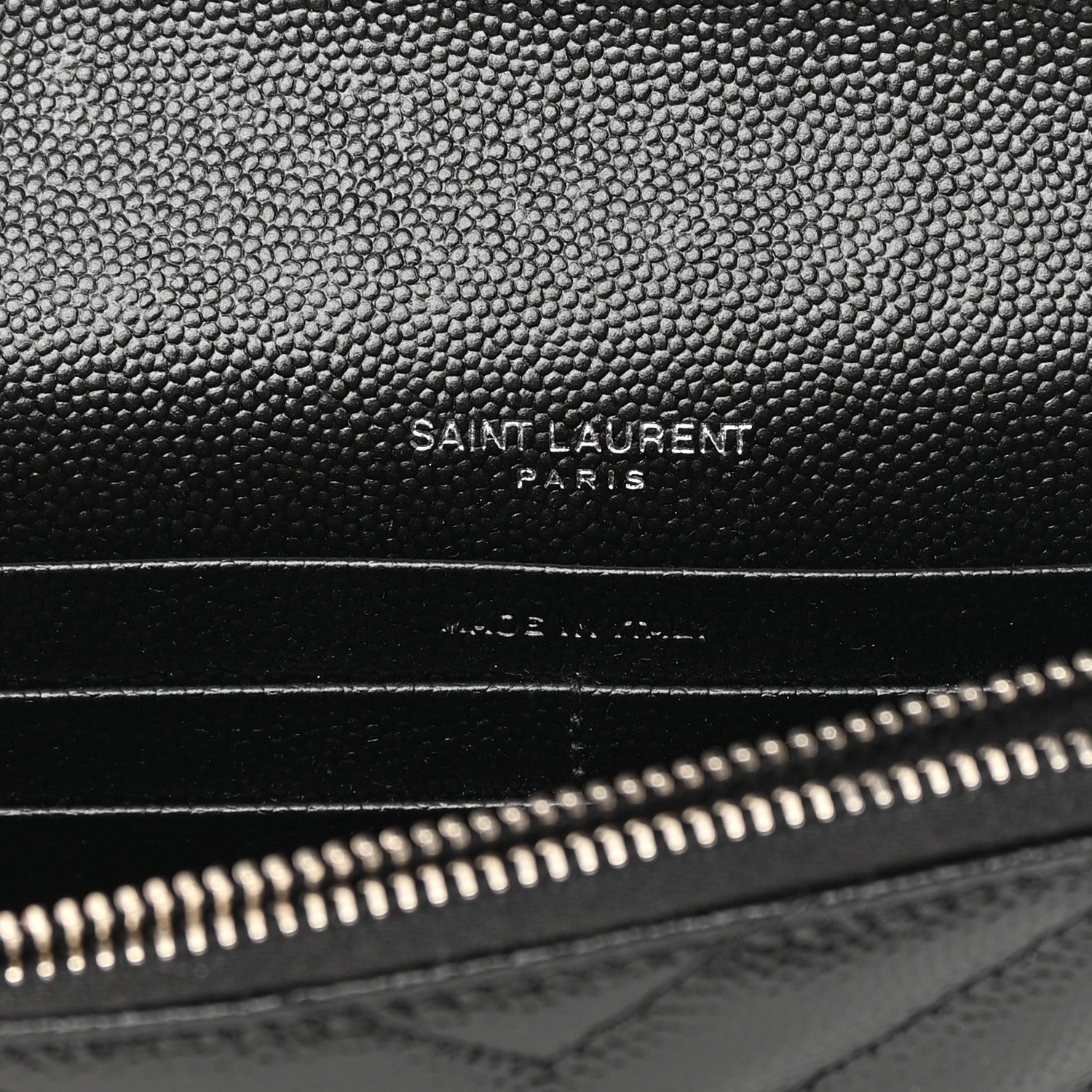 Saint Laurent Grain De Poudre Matelasse Chevron Monogram Envelope Chain Wallet Black 6 of 12