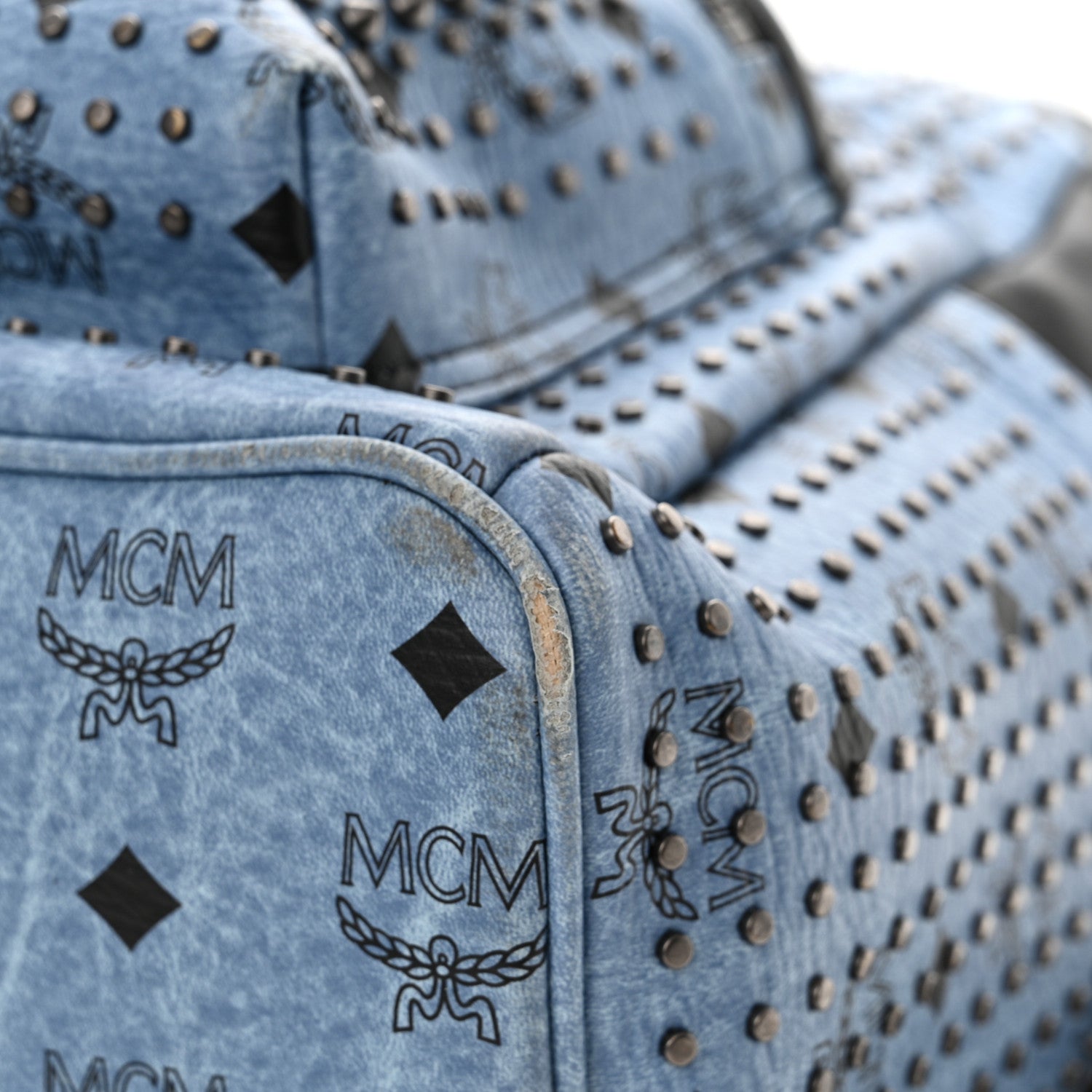 MCM Visetos Studded Medium Backpack Blue 14 of 15