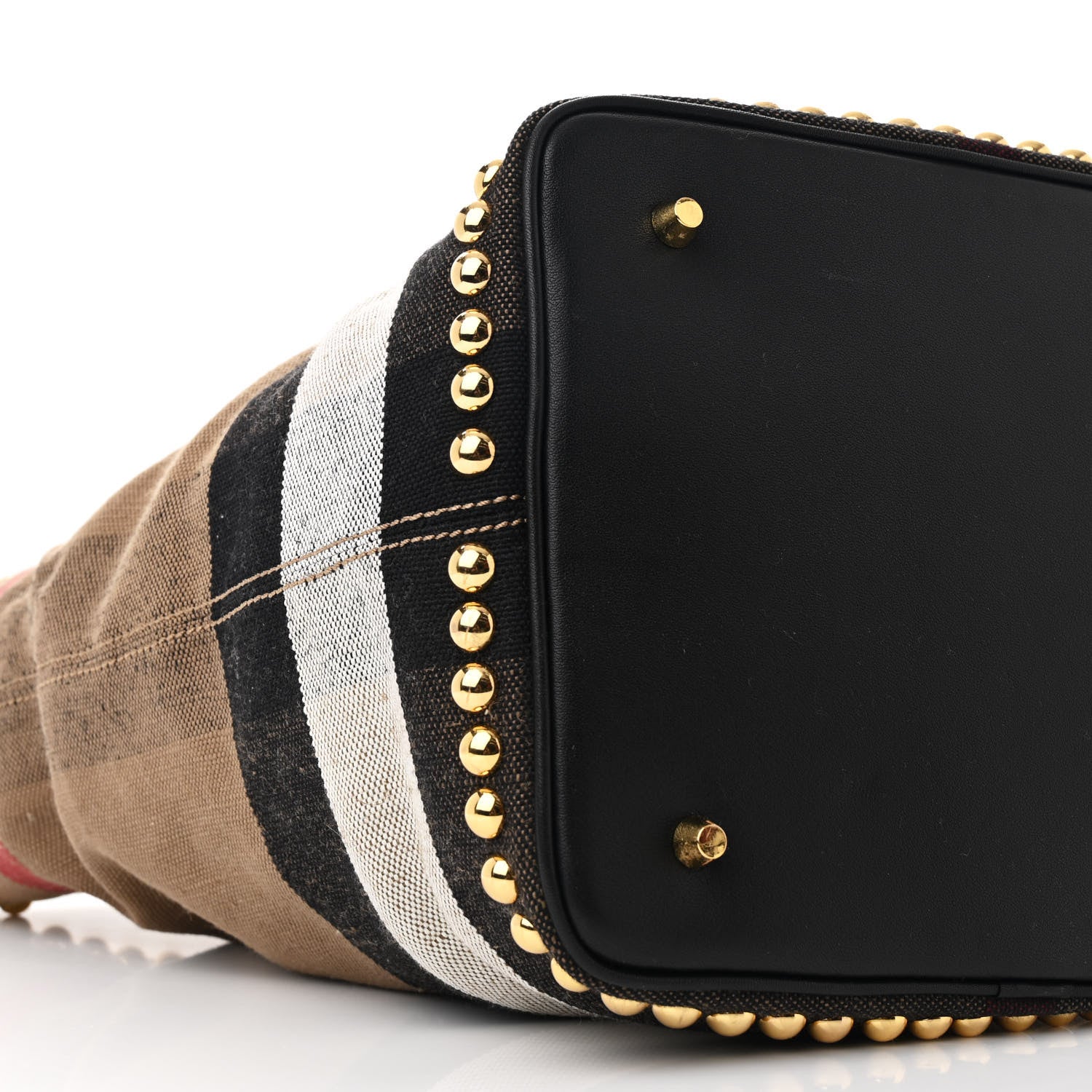 Burberry Canvas Mega Check Studded Medium Ashby Bucket Bag Black 9 of 10