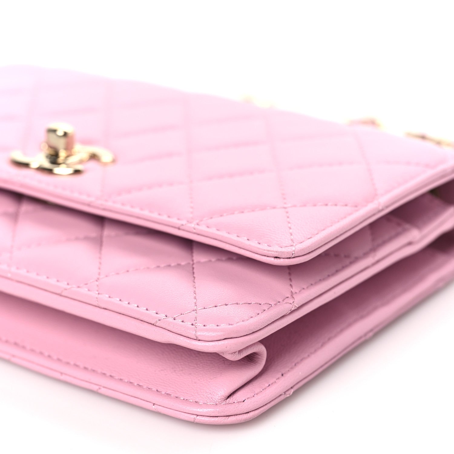 Chanel Lambskin Quilted Trendy CC Wallet On Chain WOC Pink 9 of 10