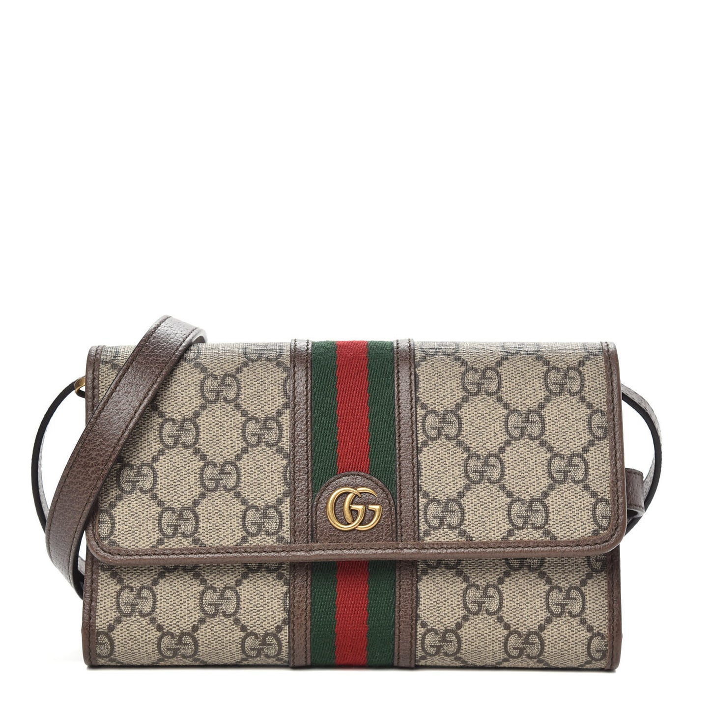 GG Supreme Monogram Web Ophidia Crossbody Wallet Beige New Acero